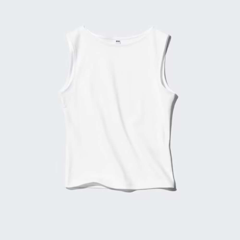 Uniqlo Boat Neck Sleeveless Top in White